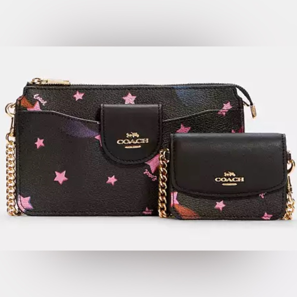 COACH Poppy Crossbody With Card Case With Disco Star Print